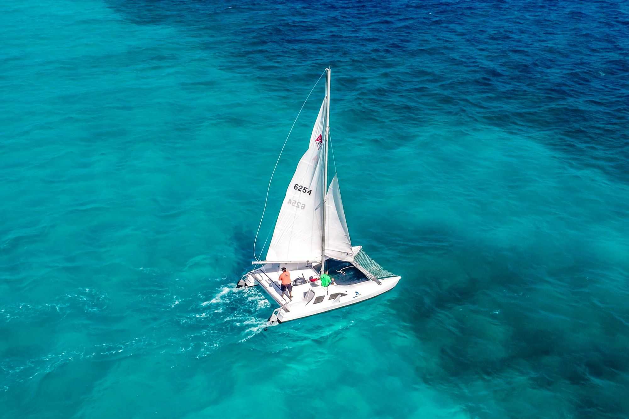sailing a small catamaran